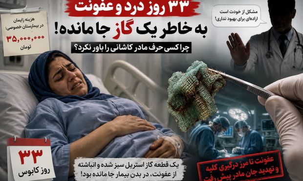 ۳۳ روز درد و عفونت به قیمت ۳۵ میلیون تومان